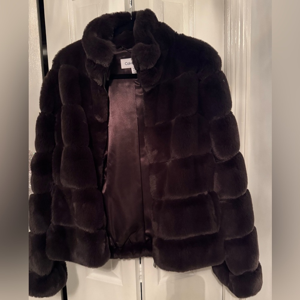 NWT Calvin Klein Faux Fur Coat